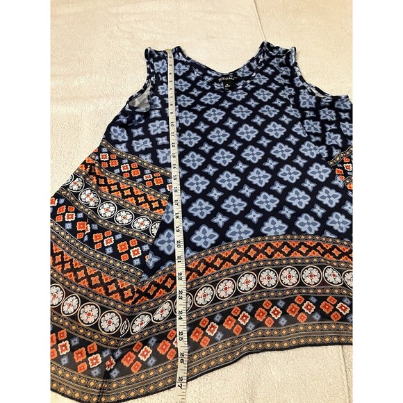 Roz & Ali Women's Floral V-Neck Sleeveless Flowy Tank Top Blue Size Medium - Picture 4 of 5